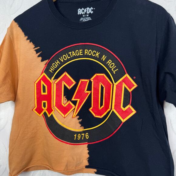 ACDC Size M High Voltage Rock and Roll 1976 Bleached Crop Tee - Picture 2 of 8